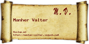 Manher Valter névjegykártya